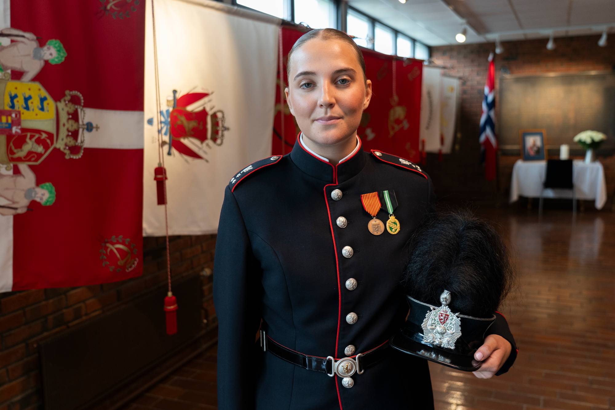 Ingrid Guttvik. Kadett fra Krigsskolen. Skal stå æresvakt for båren til kong Harald