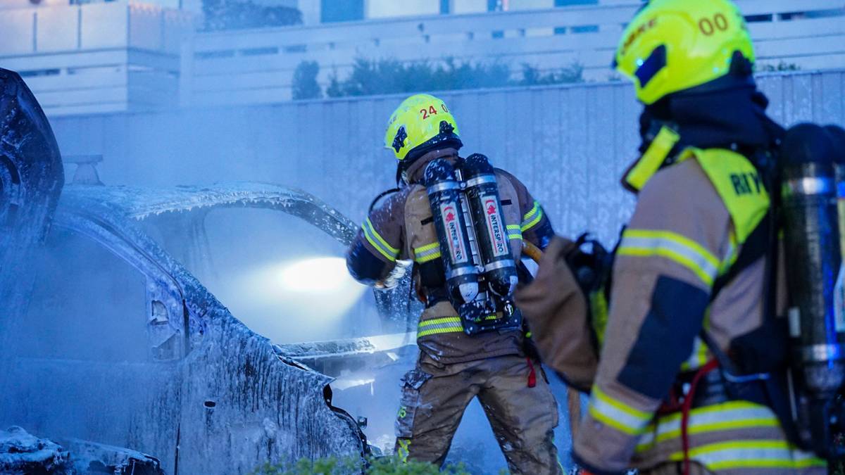 Brant i tre biler i Oslo