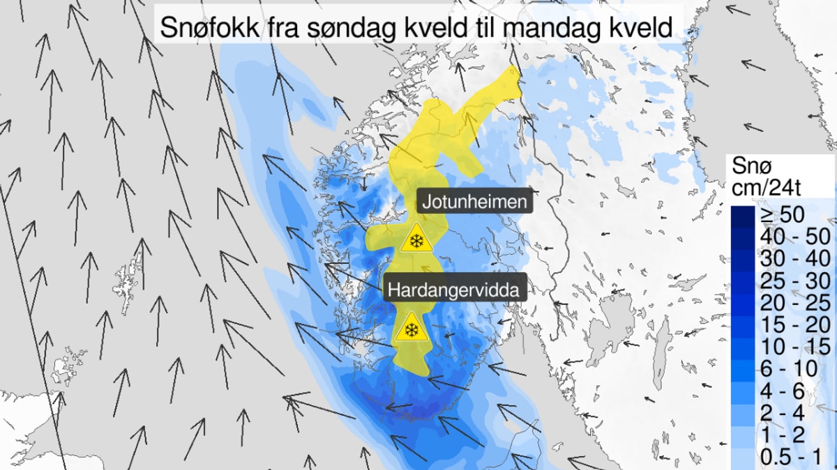Gult farevarsel for kraftig snøfokk