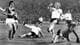 AFP Jürgen Sparwasser (t.v.) scorer vinnermålet mot Vest-Tyskland i 1974.
