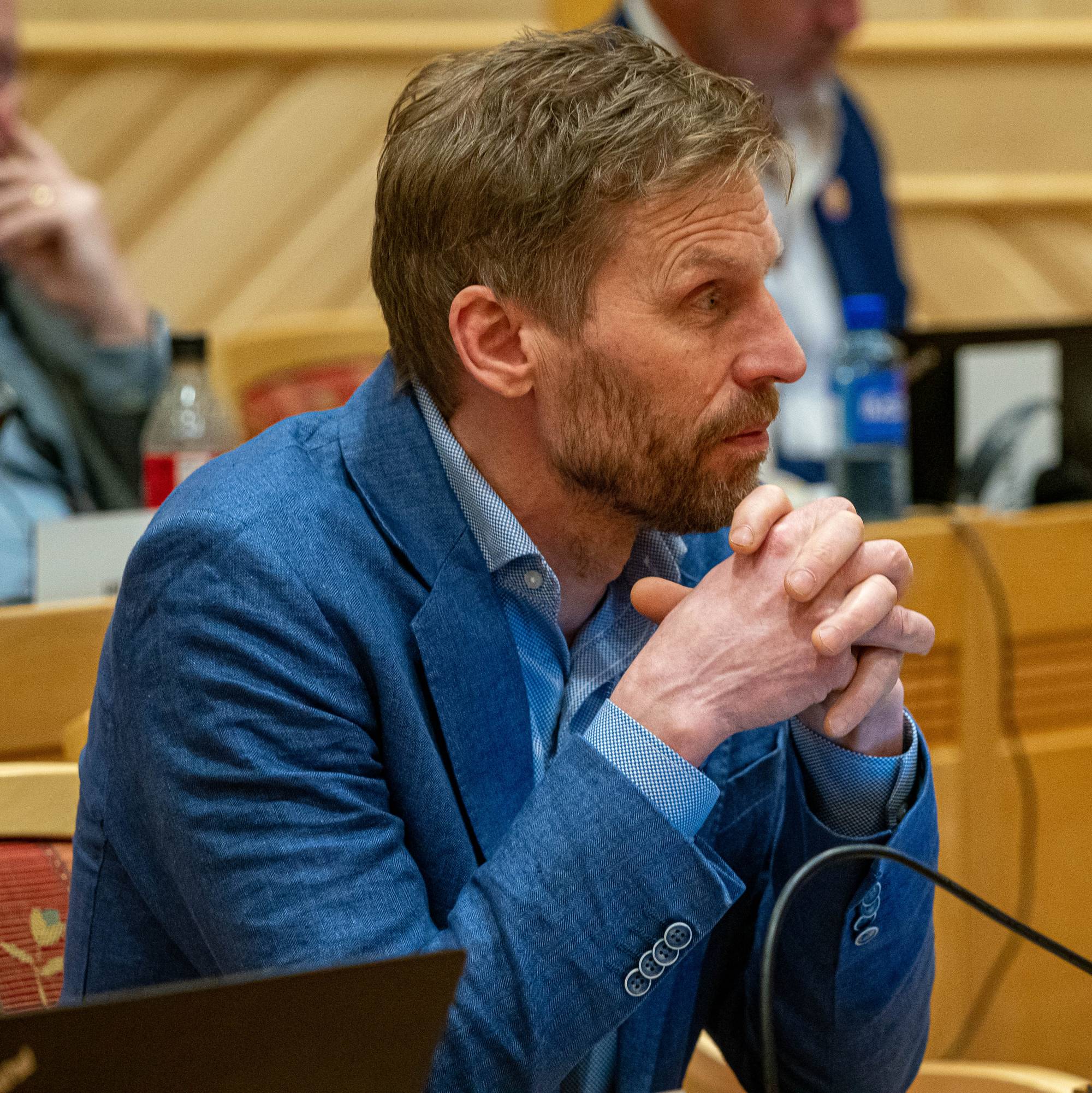 Jo Inge Hesjevik i Høyre under behandlingen av kjøpet av MS Hollendaren under fylkestingsmøtet i Tromsø 16. mars 2023.