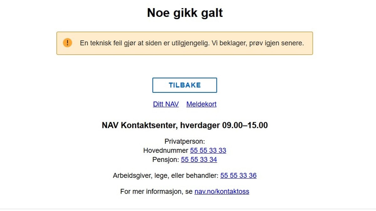 Teknisk vedlikehold på Nav sine nettsider