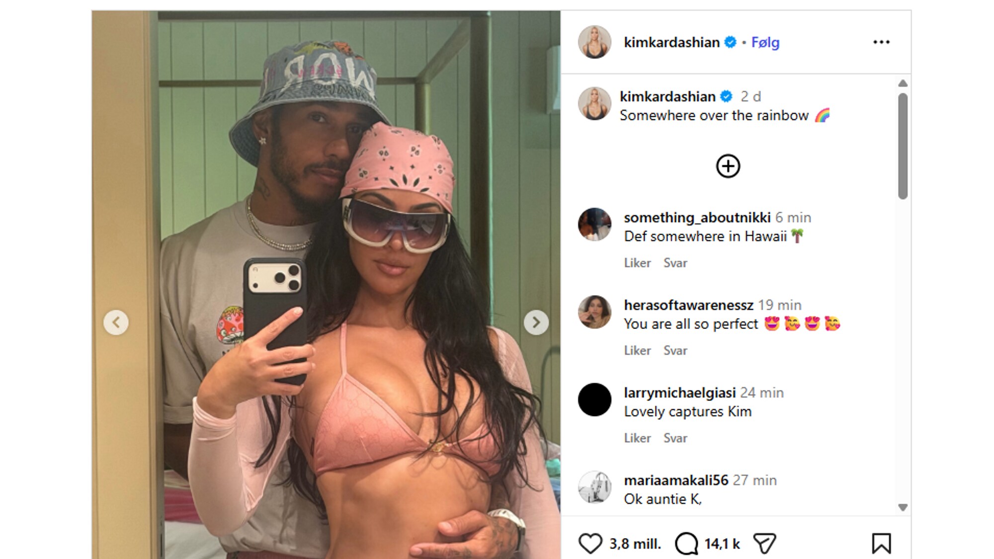 Kardashian og Lewis Hamilton.