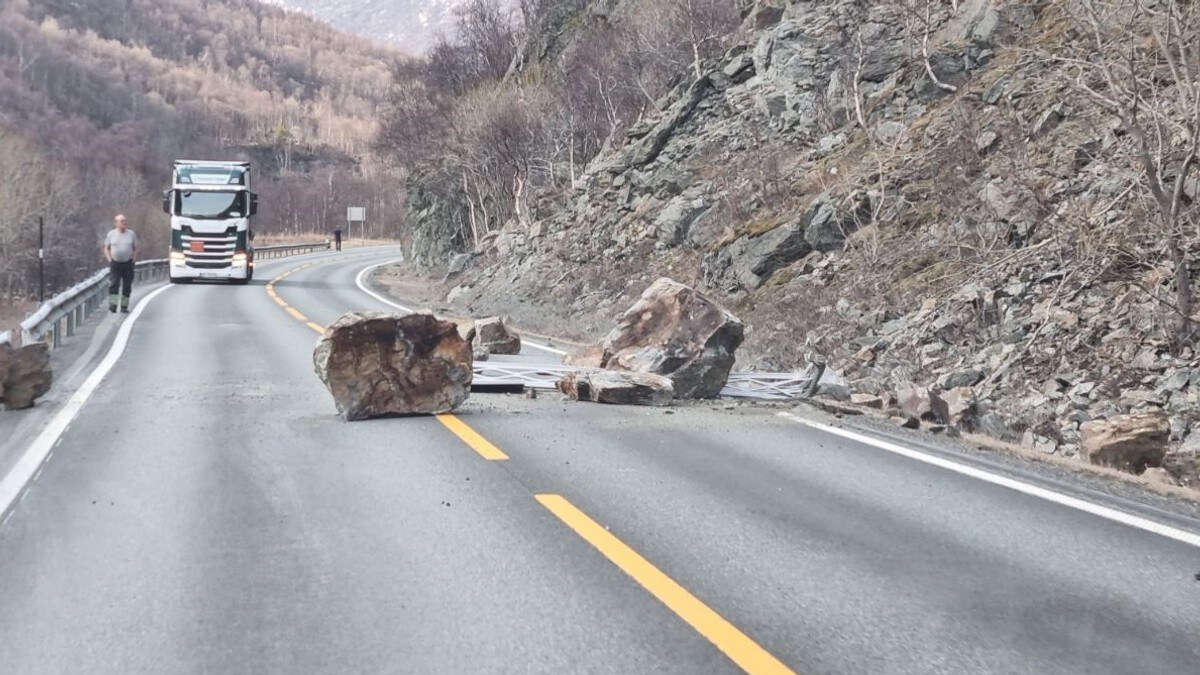 E6 stengt åpnet etter steinras i Drivdalen