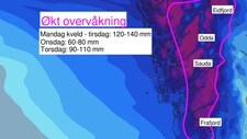 VÅTT VÊR FRÅ VEST: – Dersom dette utviklar seg ytterlegare, kan det hende vi går over i Fase B og gir det eit ekstremværnavn, seier meteorolog Martin Granerød, ved Meteorologisk institutt i Bergen.