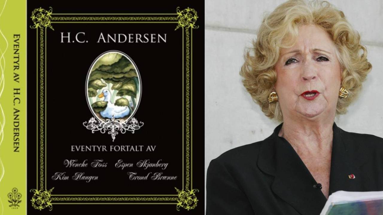 Plakat for lydbok med eventyr av H.C.Andersen og Wenche Foss som leser