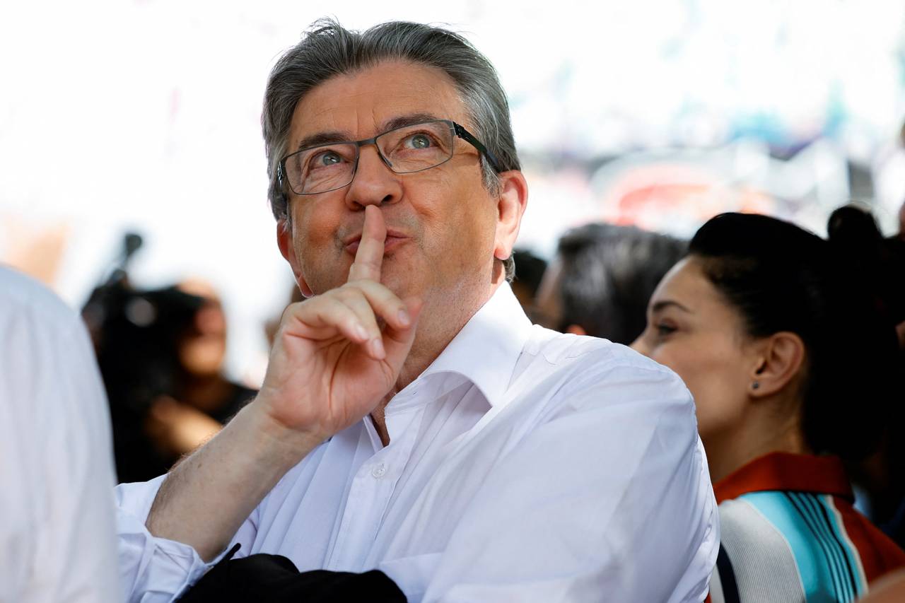 Jean Luc Melenchon, leader of the far-left party, The Indomitable France. 