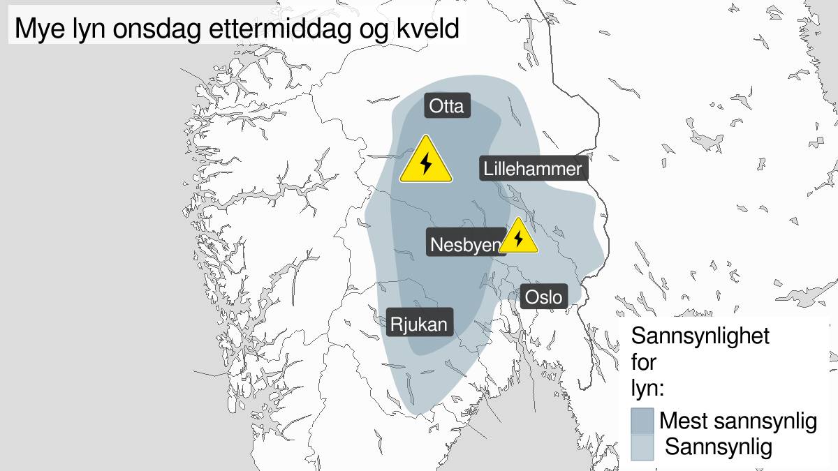 Farevarsel for mye lyn og torden