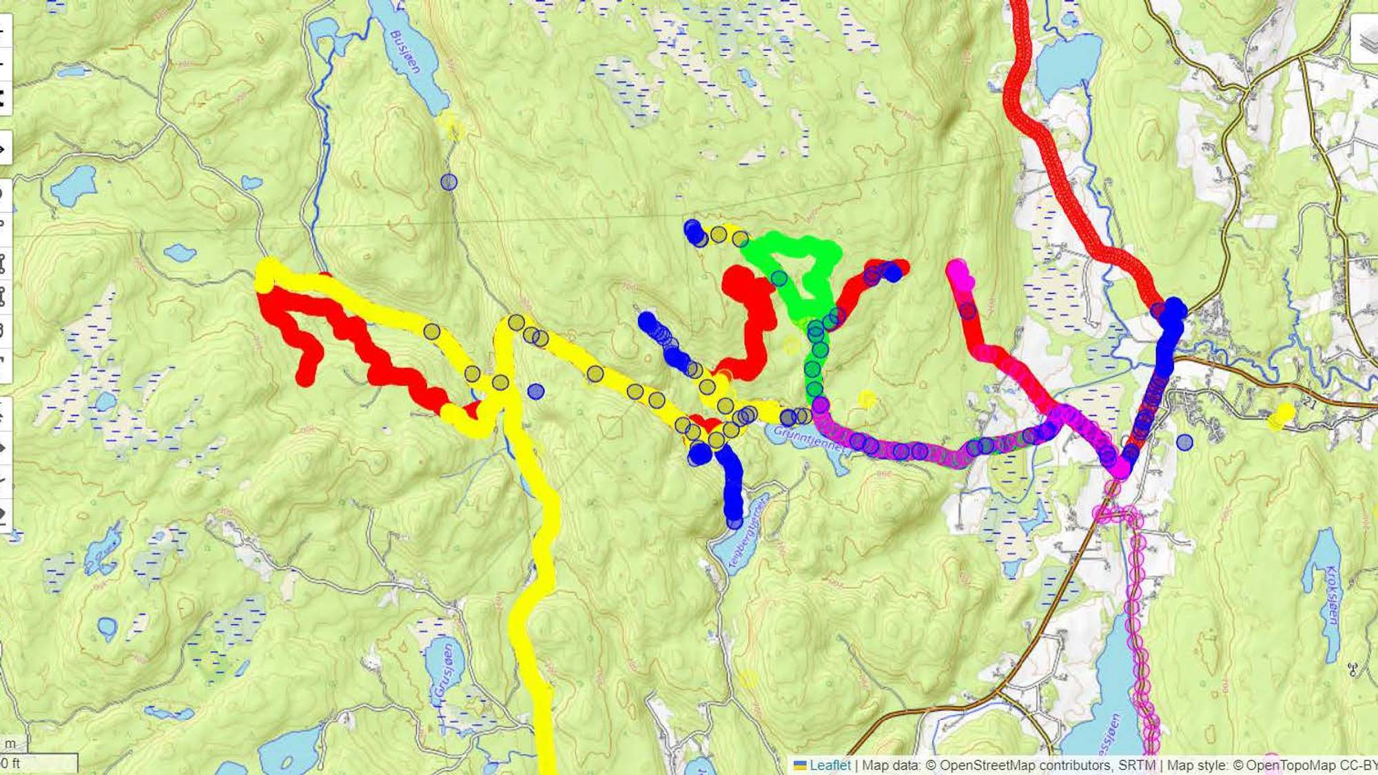 Heatspoints 6.januar. Kartet viser bevegelsene til flere av de tiltalte mennene den dagen ulvehannen ble felt i Eidskog. 