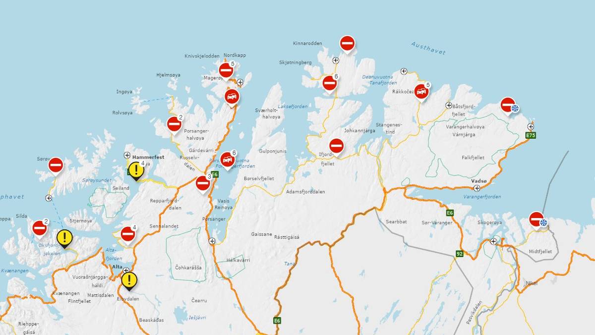 Uvær isolerer nesten hele Finnmark