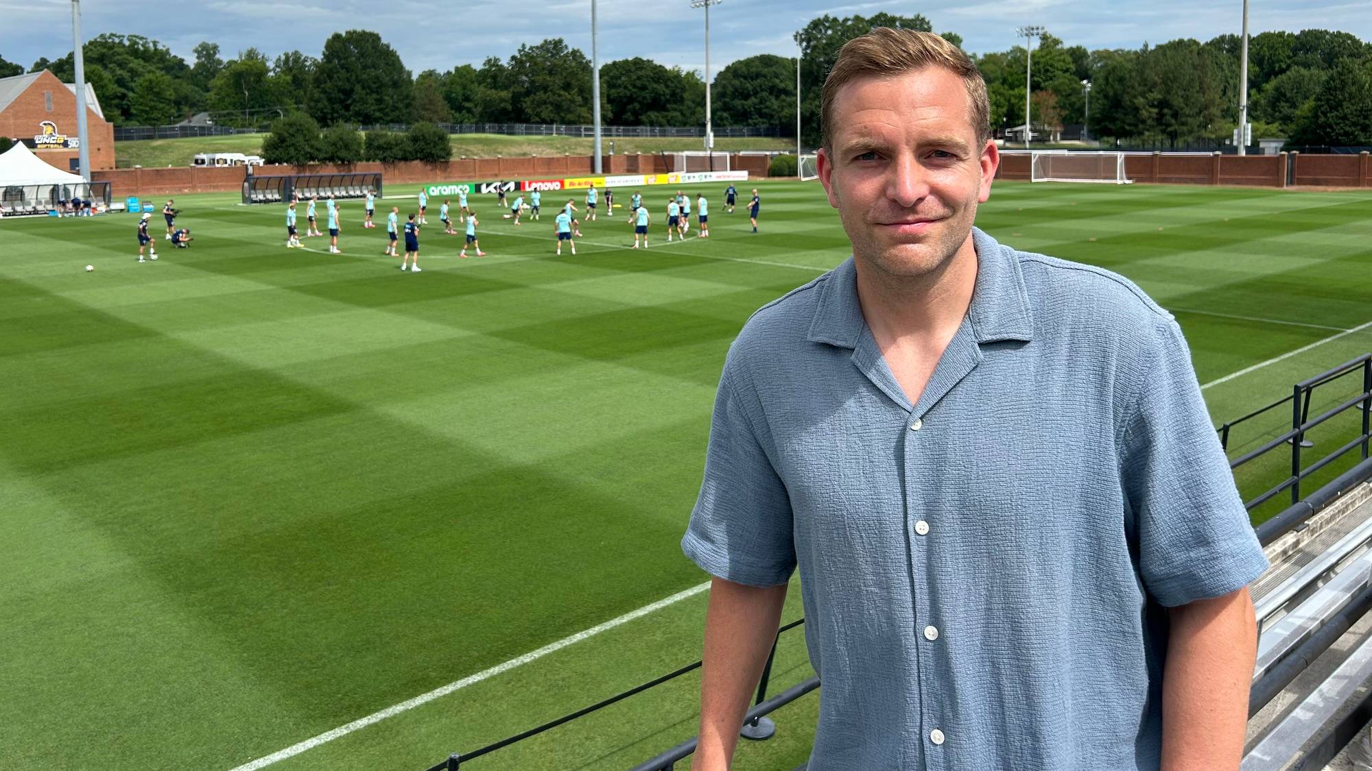 Kristoffer Løkberg på Norge-trening i Greensboro.