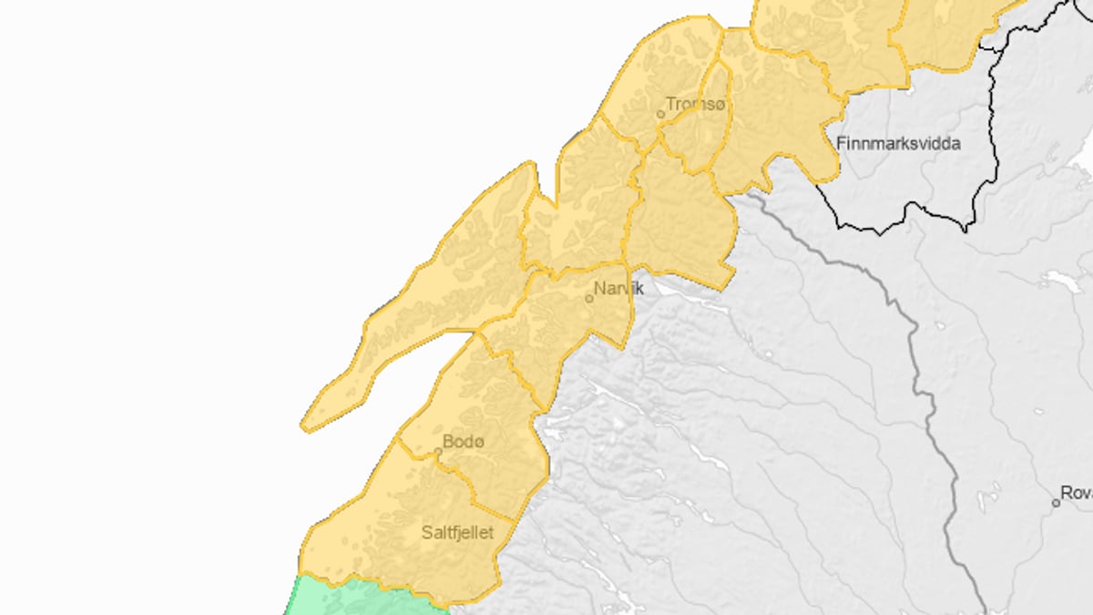 Gult farevarsel for snøskred i store deler av Nordland