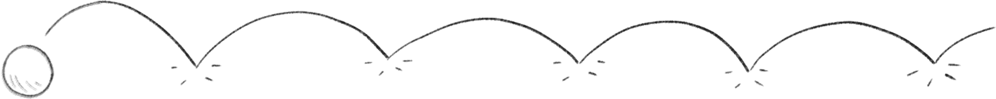 En illustrasjon av en pingpong-ball spretter bortover. 