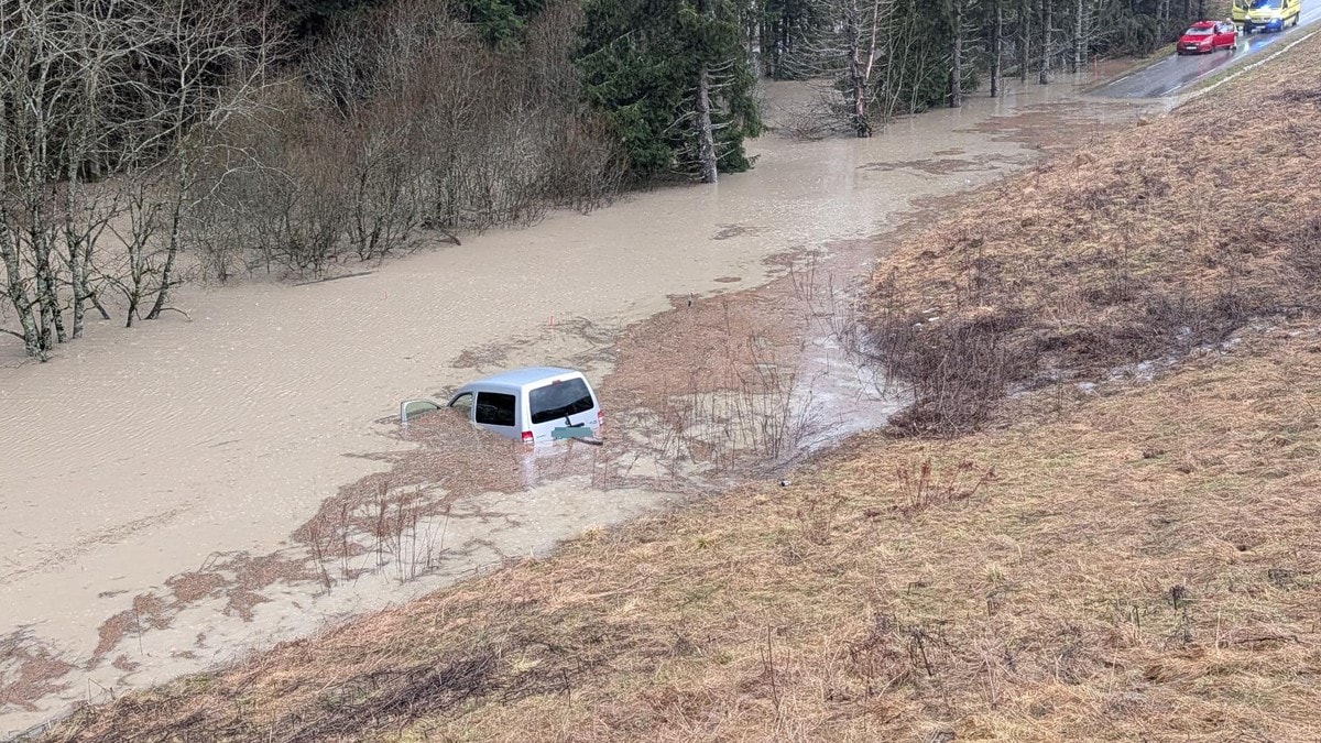 Måtte reddes ut av bil som var under vann