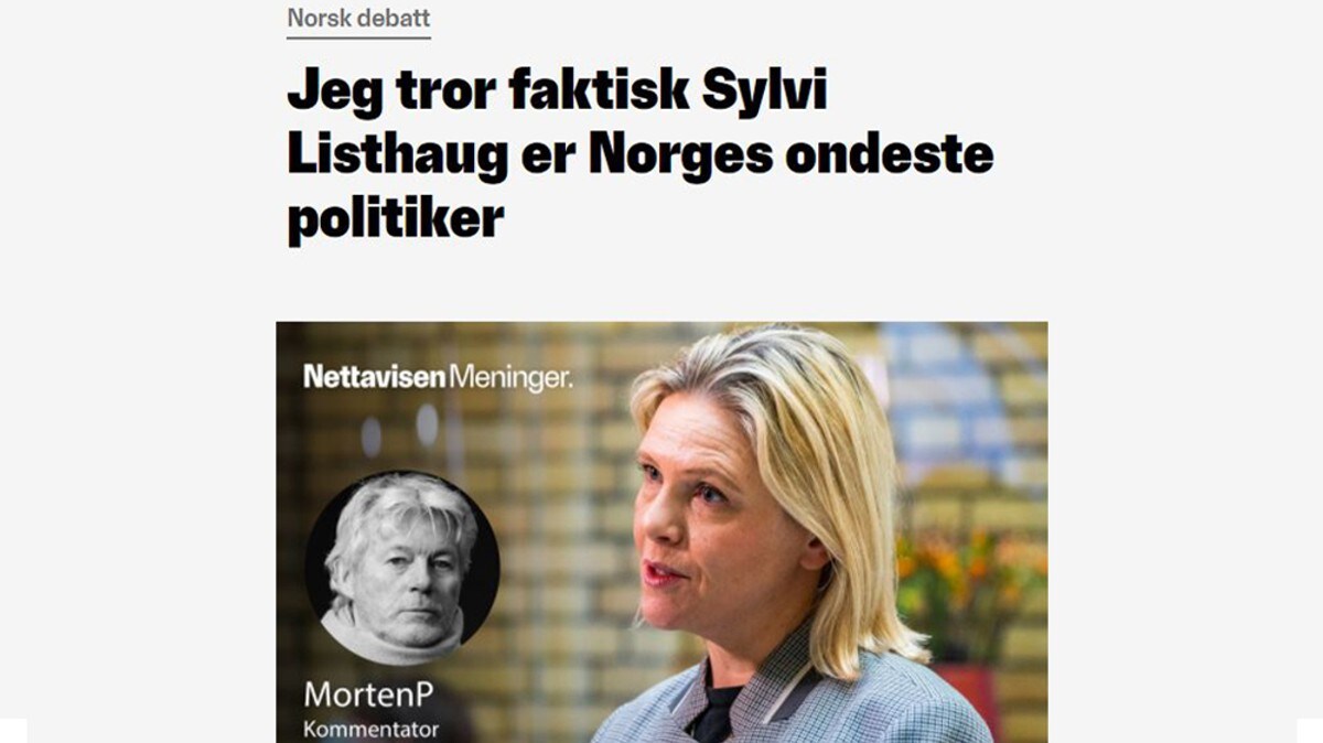 Aftenposten-kommentator: – Man bør ikke kalle politikere for «onde»