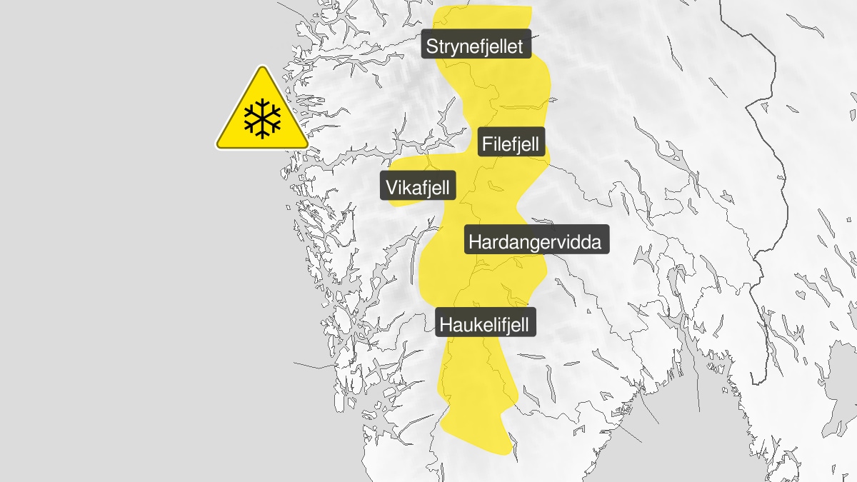 Gult farevarsel i fjellet torsdag