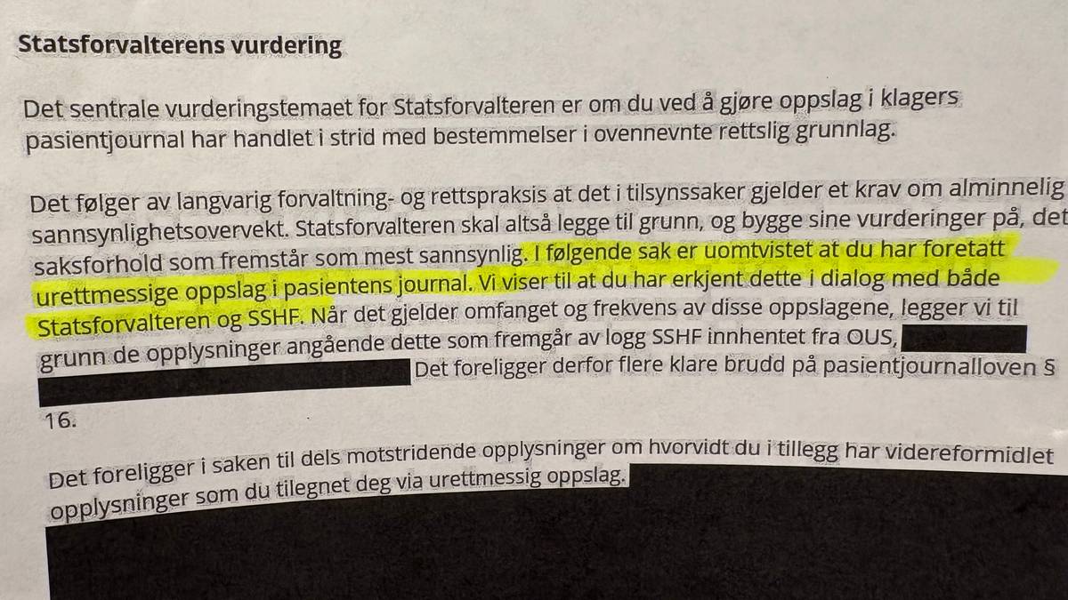Tatt for å snoke i pasientjournal