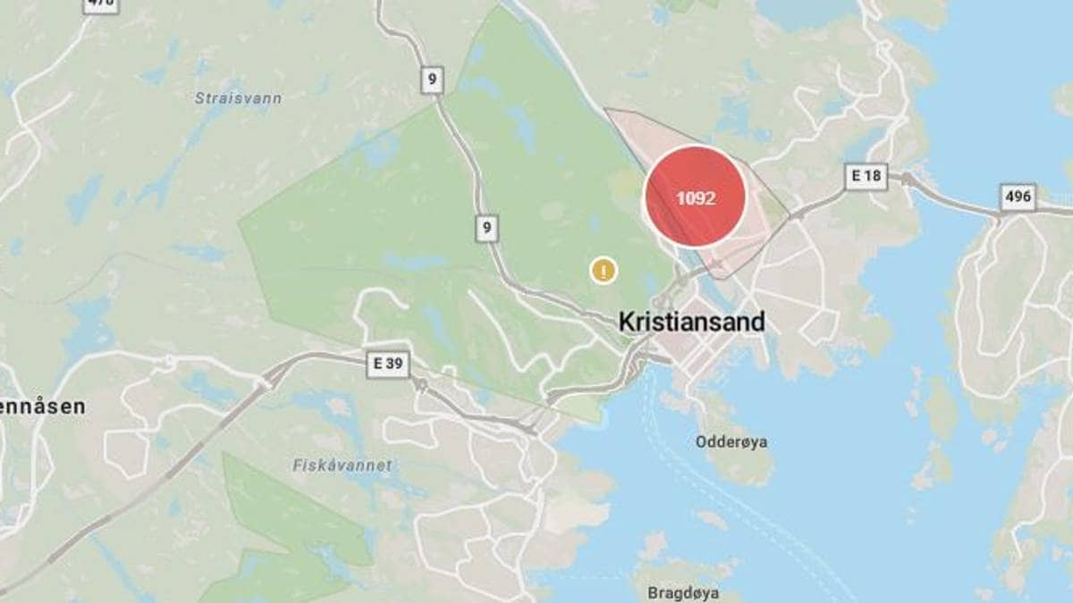 Nesten 500 uten strøm i Kristiansand