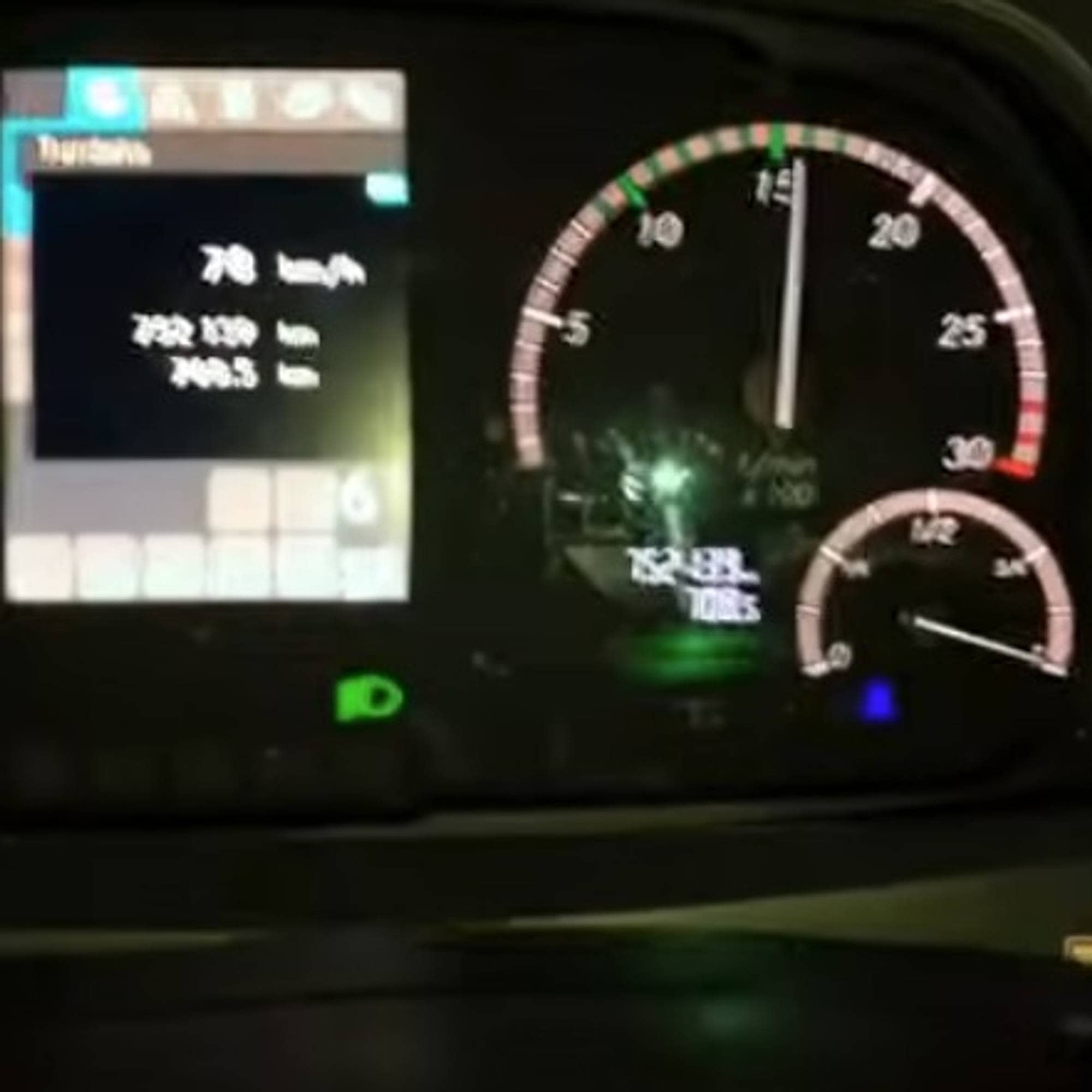 Foto av speedometer i bil. 