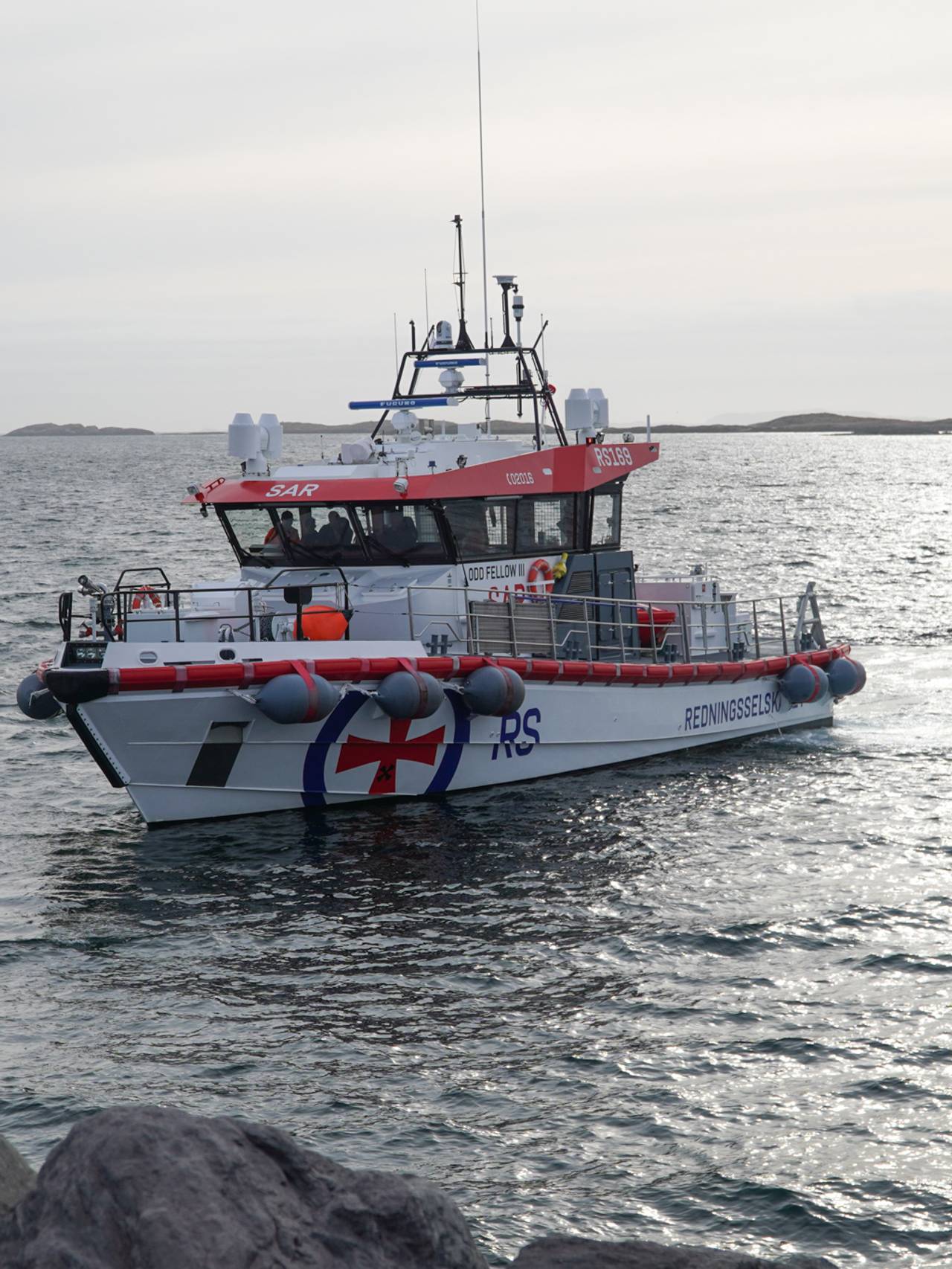 Redningsskøyta ved russecampen ved Langstranda i Bodø like før russen ble døpt.