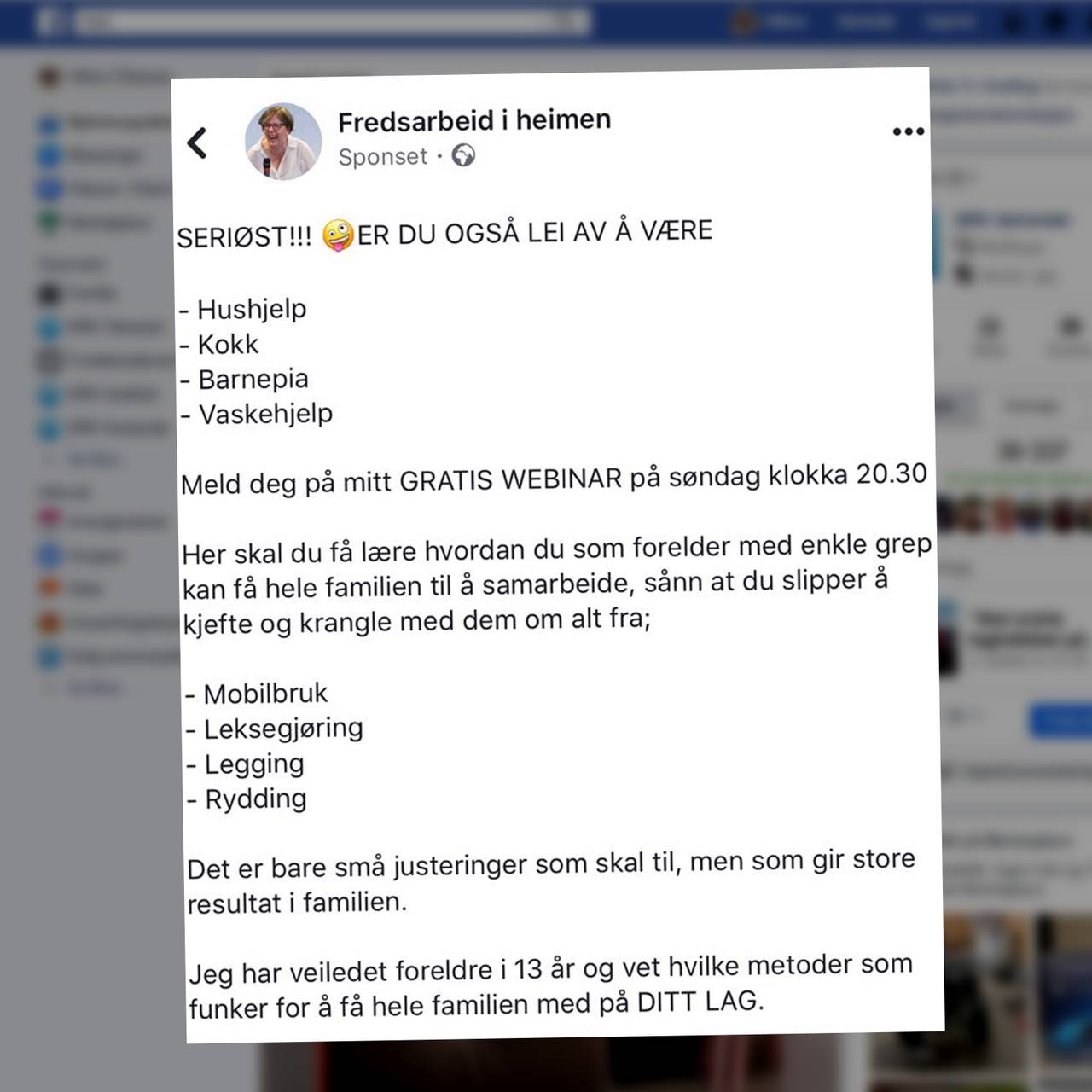 Fredsarbeid i heimen - webinar