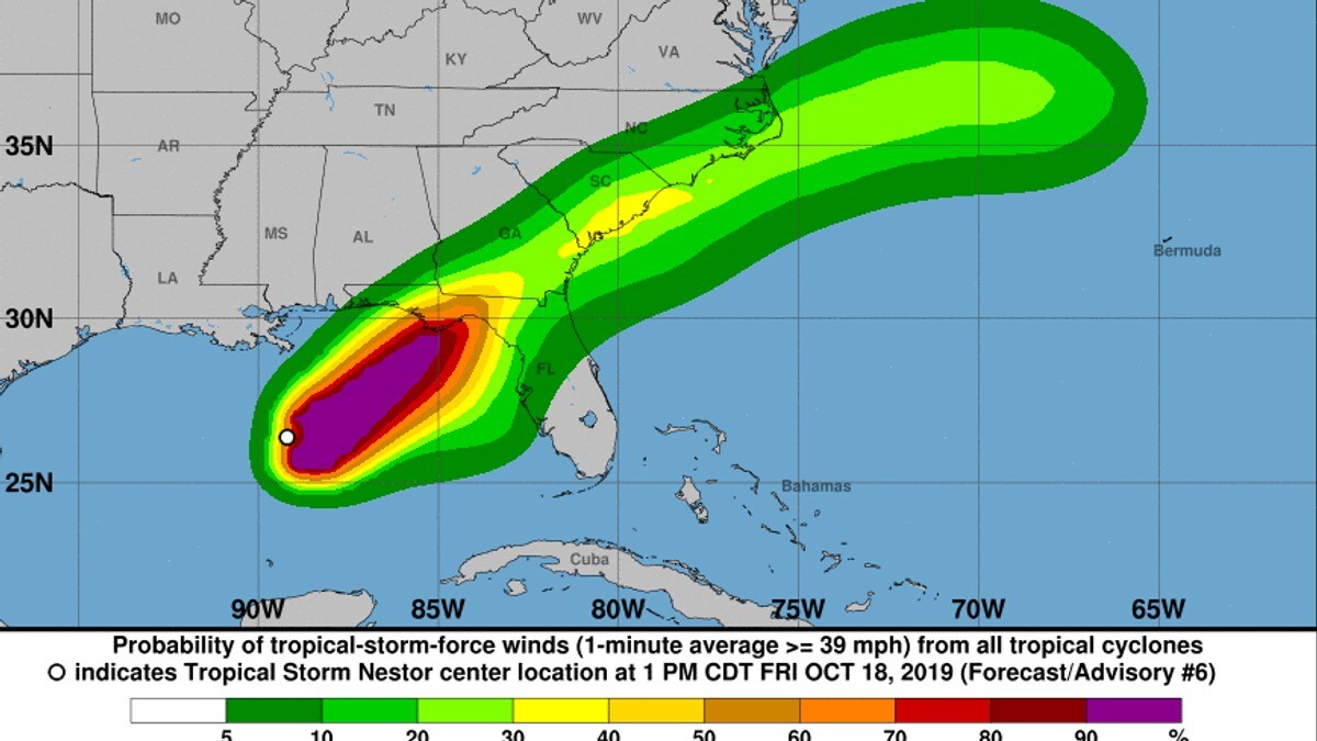 Tropisk storm Nestor treffer USA