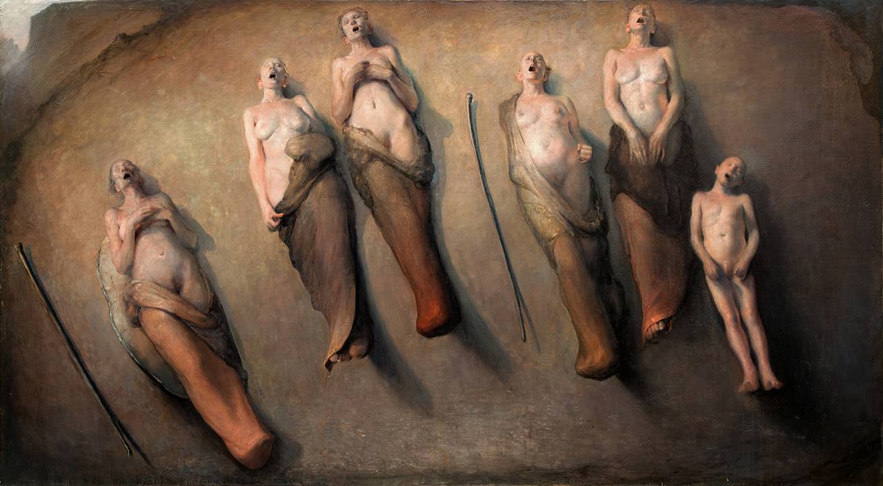 Maleriet Five singing women av Odd Nerdrum
