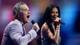 DAN MULLAN / Reuters / NTB Robbie Williams og Nicole Scherzinger som opptrer under VM-trekningen.