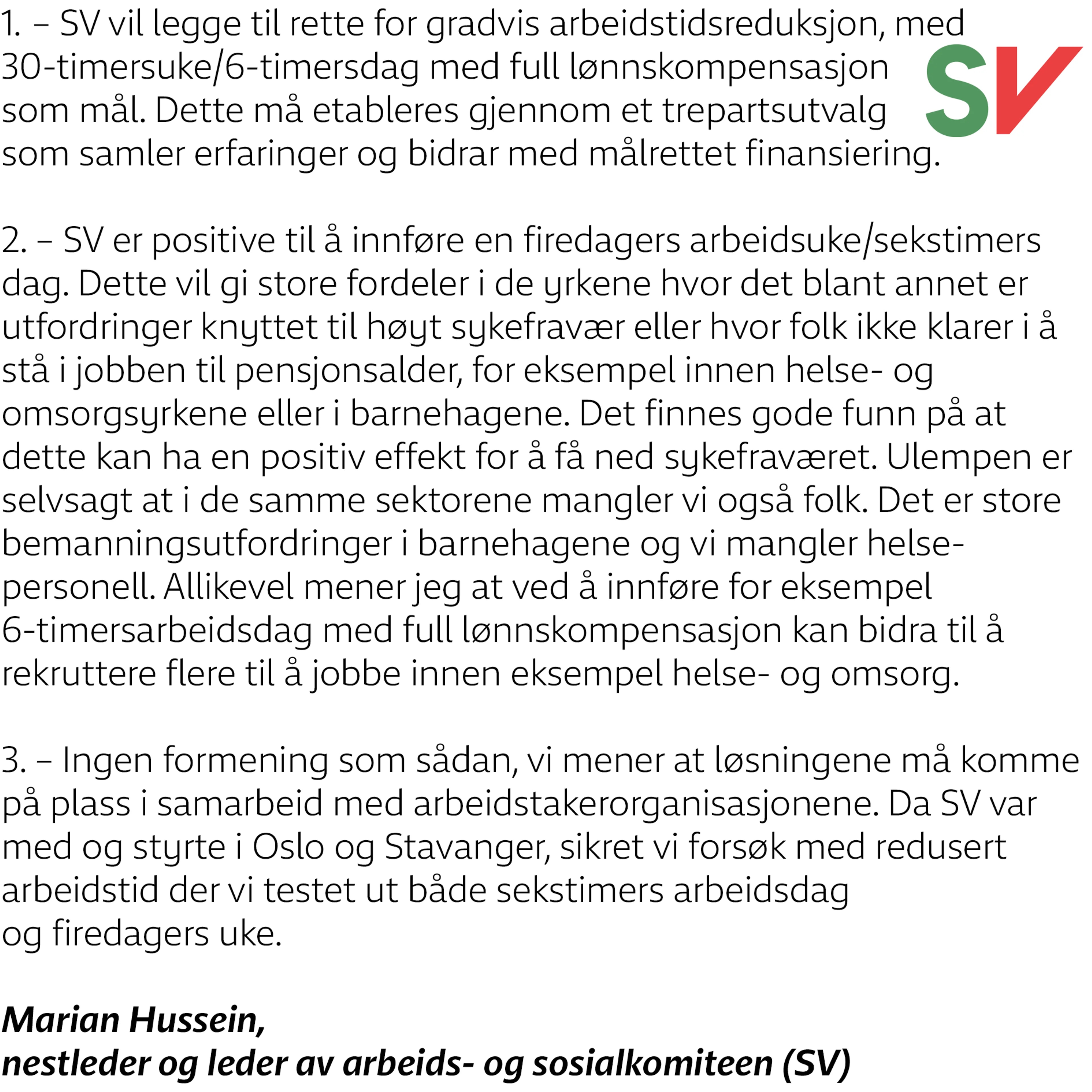 sv sine svar