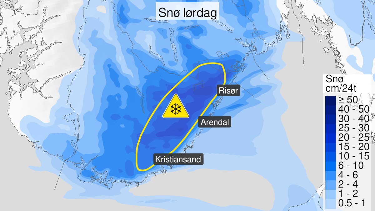 Gult farevarsel for snø på Sørlandet: – Tilpass farten