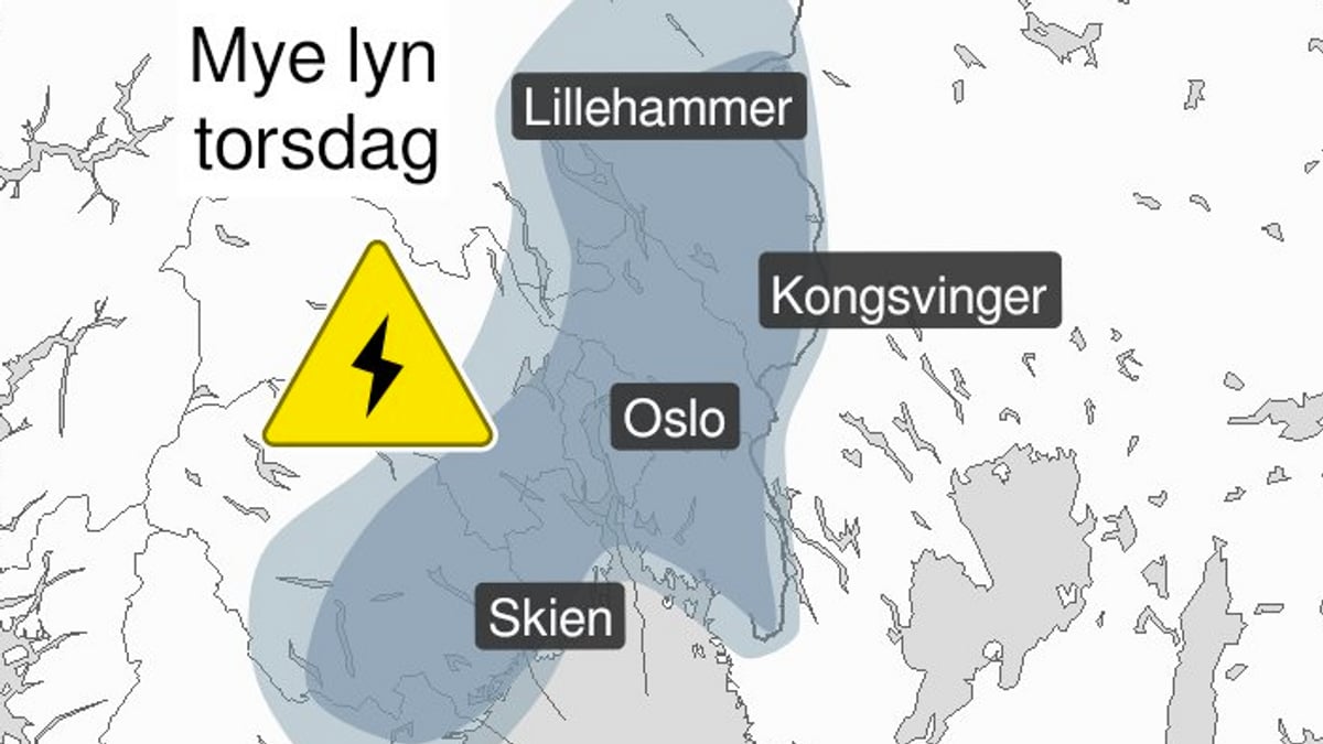 Farevarsel om mye lyn på Østlandet og i Agder