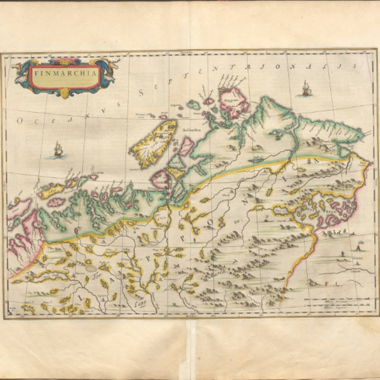 Map of Finnmark.  Frå Norvegia, qvæ est Europæ liber primus || Joannes Blaeuw Norwegia descriptio 1662
