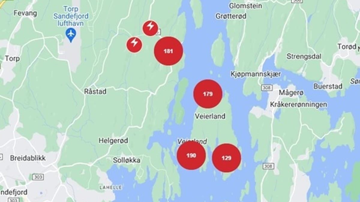 Stort strømbrudd i Vestfold