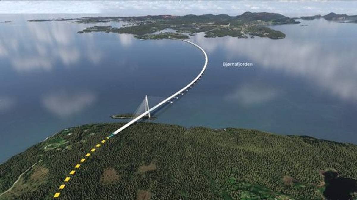 Et steg nærmere verdens lengste flytebro over Bjørnafjorden NRK Vestland