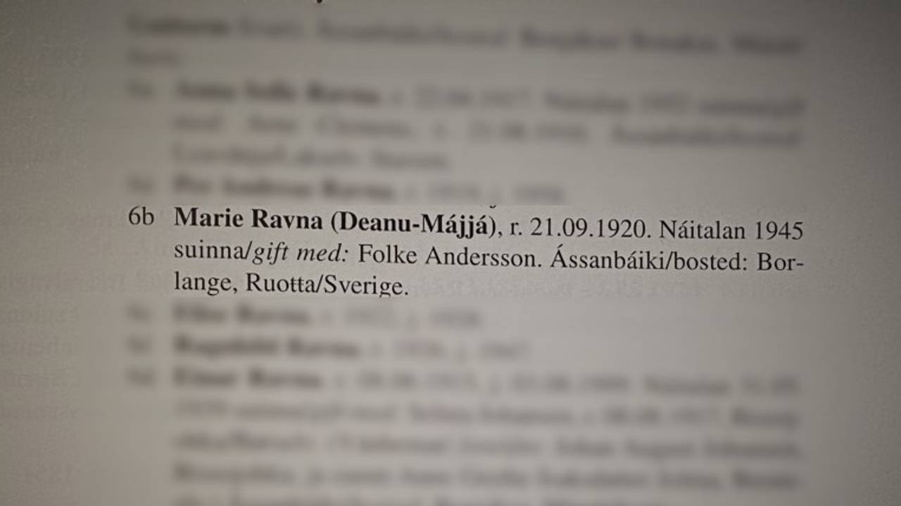 Om Marie Ravna i boka om slektene i Tana