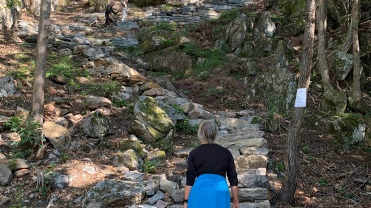 Bygger trapp til dagsturhytte