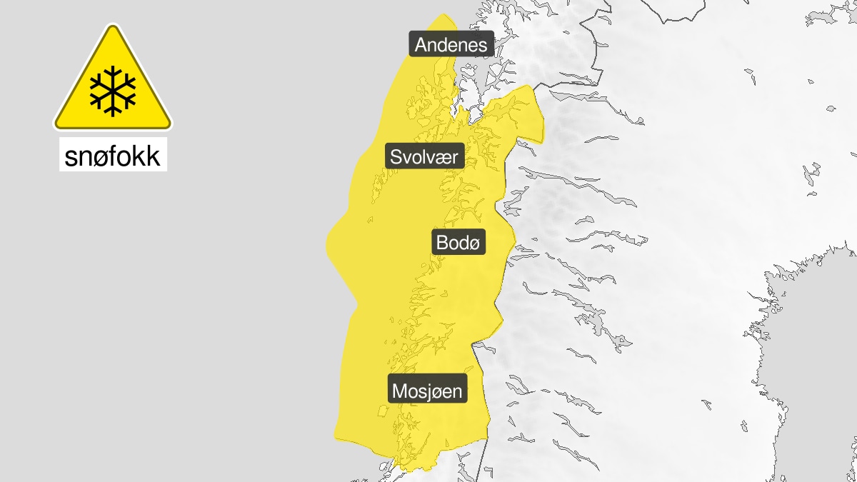 Farevarsel for snøfokk og snø