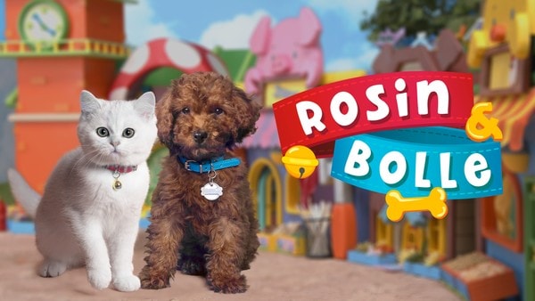 Bli med kattungen Rosin og hundevalpen Bolle på eventyr i Gumlekroken, der alt mulig rart kan skje.