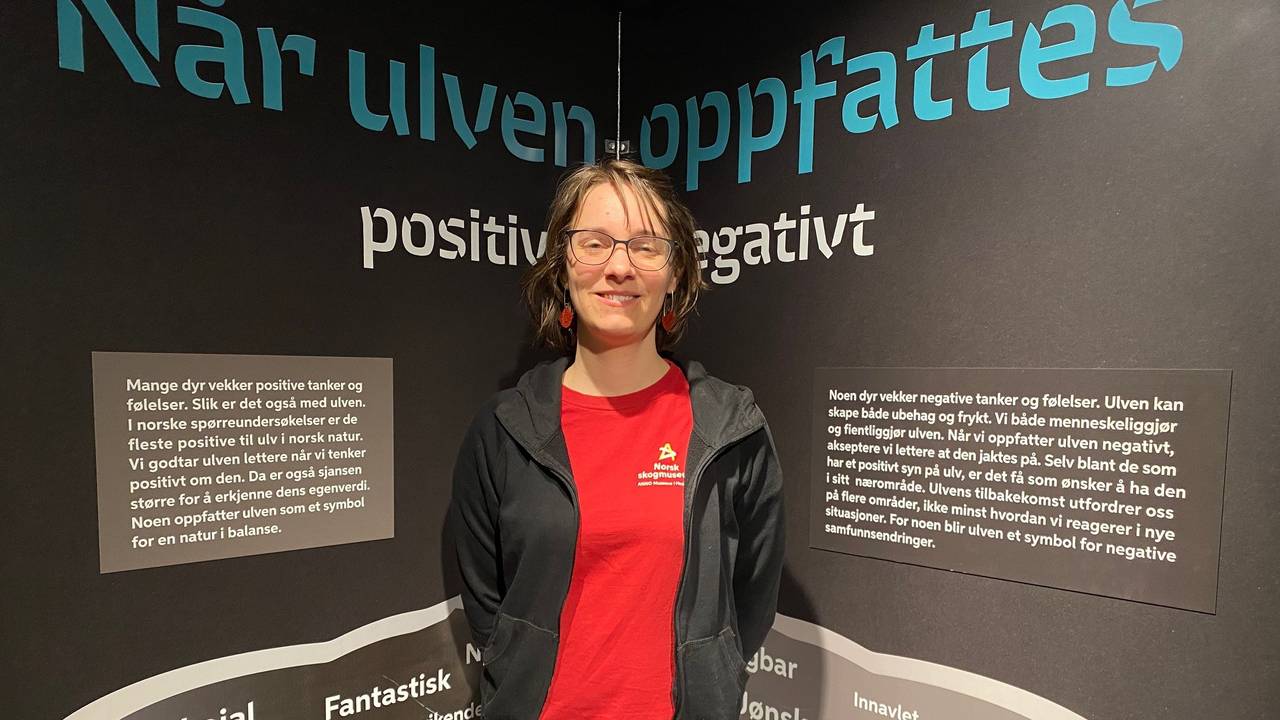 Lise Cats Myhre i ulveutstillingen på Skogmuseet i Elverum