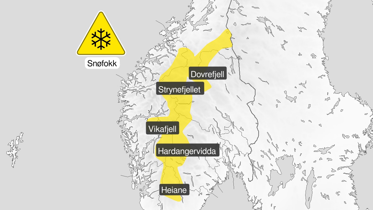 Gult farevarsel om kraftig snøfokk