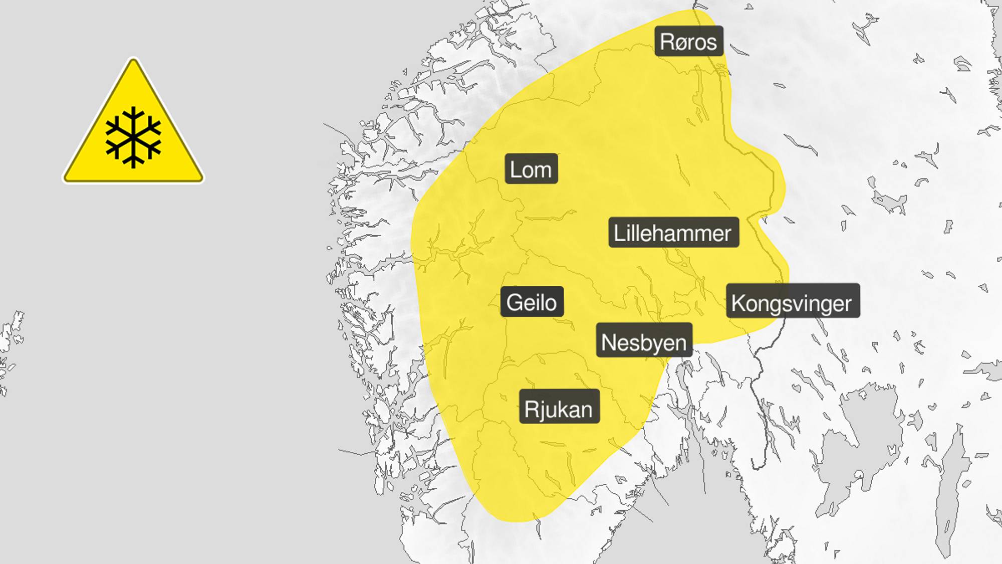 Gult farevarsel fra Meteorologisk institutt
