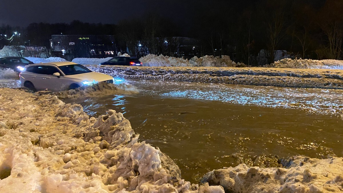 Oversvømte veier i Tromsø