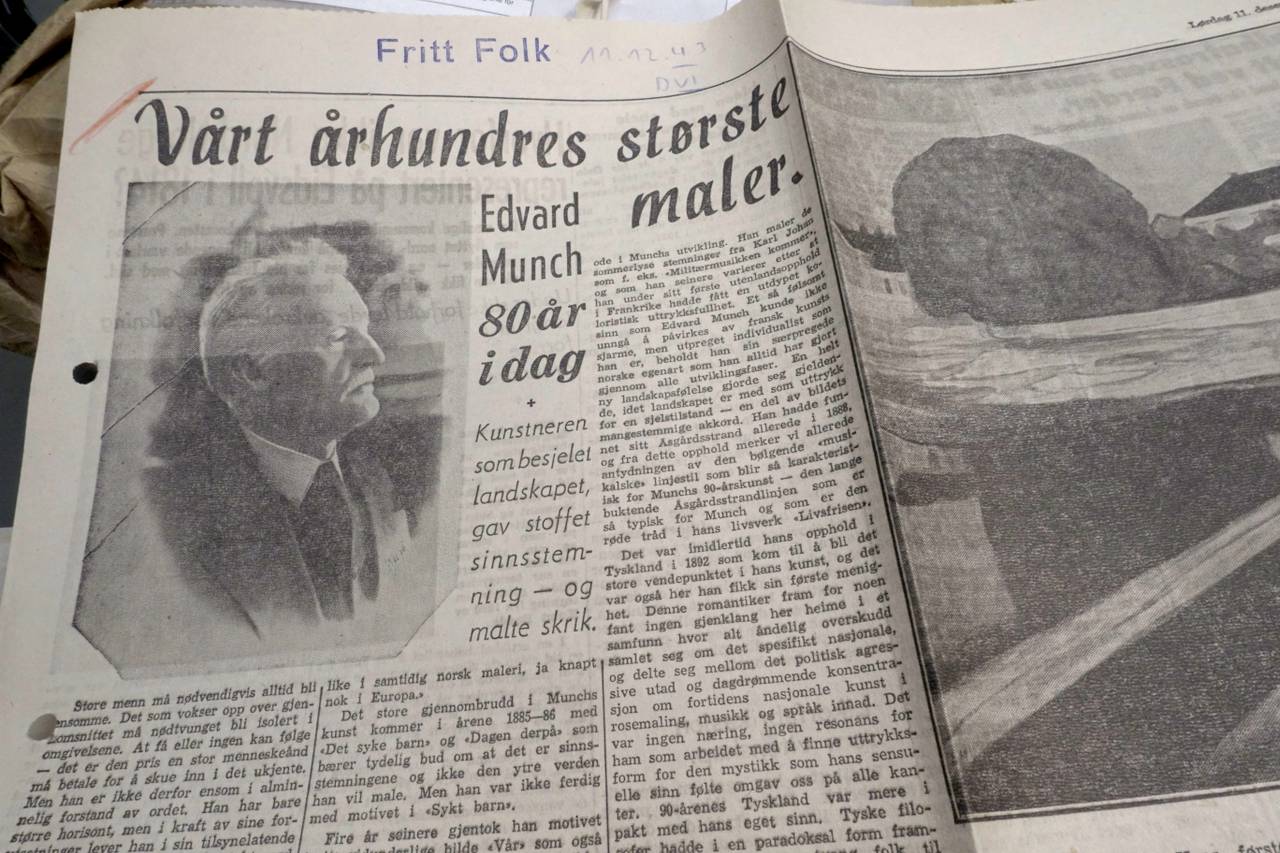 Munch-artikkel i NS-bladet Fritt Folk
