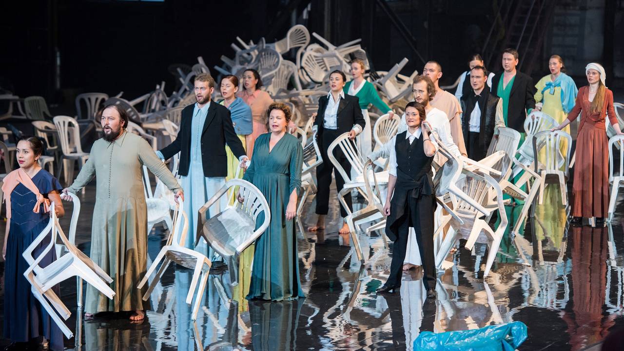 MusicAeterna-koret under prøve på barokkoperaen 'Alceste' under Ruhrtriennale i Bochum, Tyskland, 12 August 2016