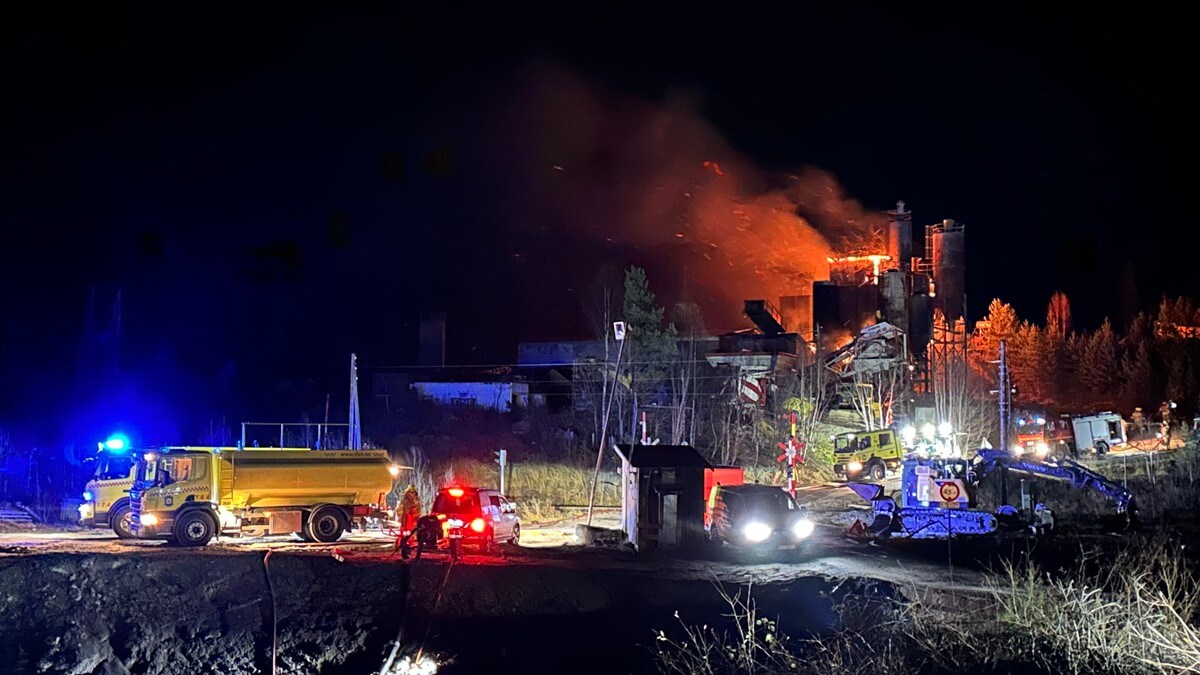 Brann i betongfabrikk på Oppdal i Trøndelag