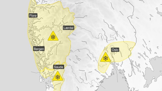 Farevarsel for snø i Sør-Norge