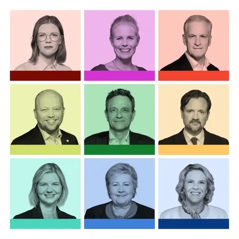 Portretter av partilederne for de ni største partiene
