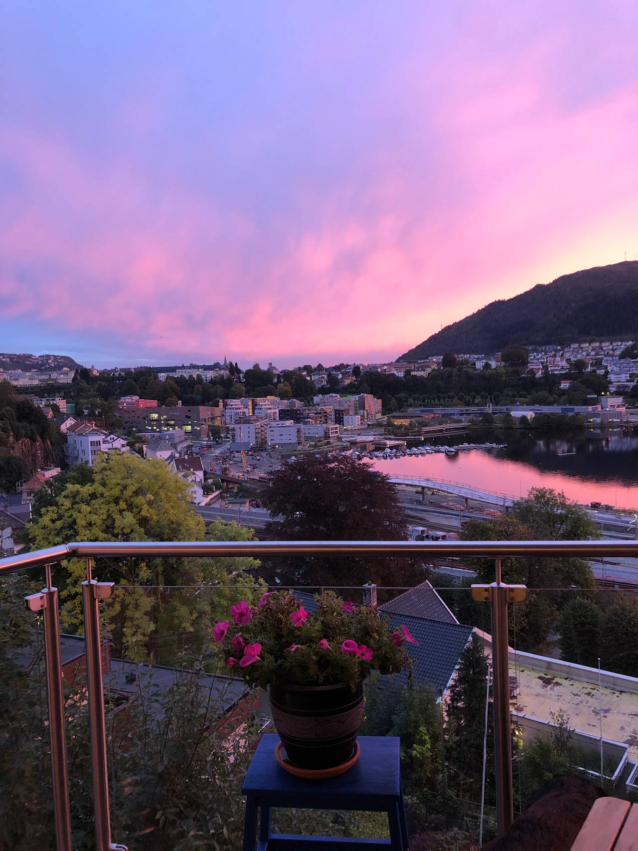 Rosa sky i Bergen