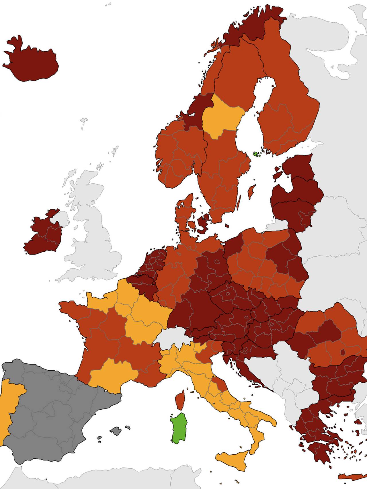 Smittekart Europa, 18. november.