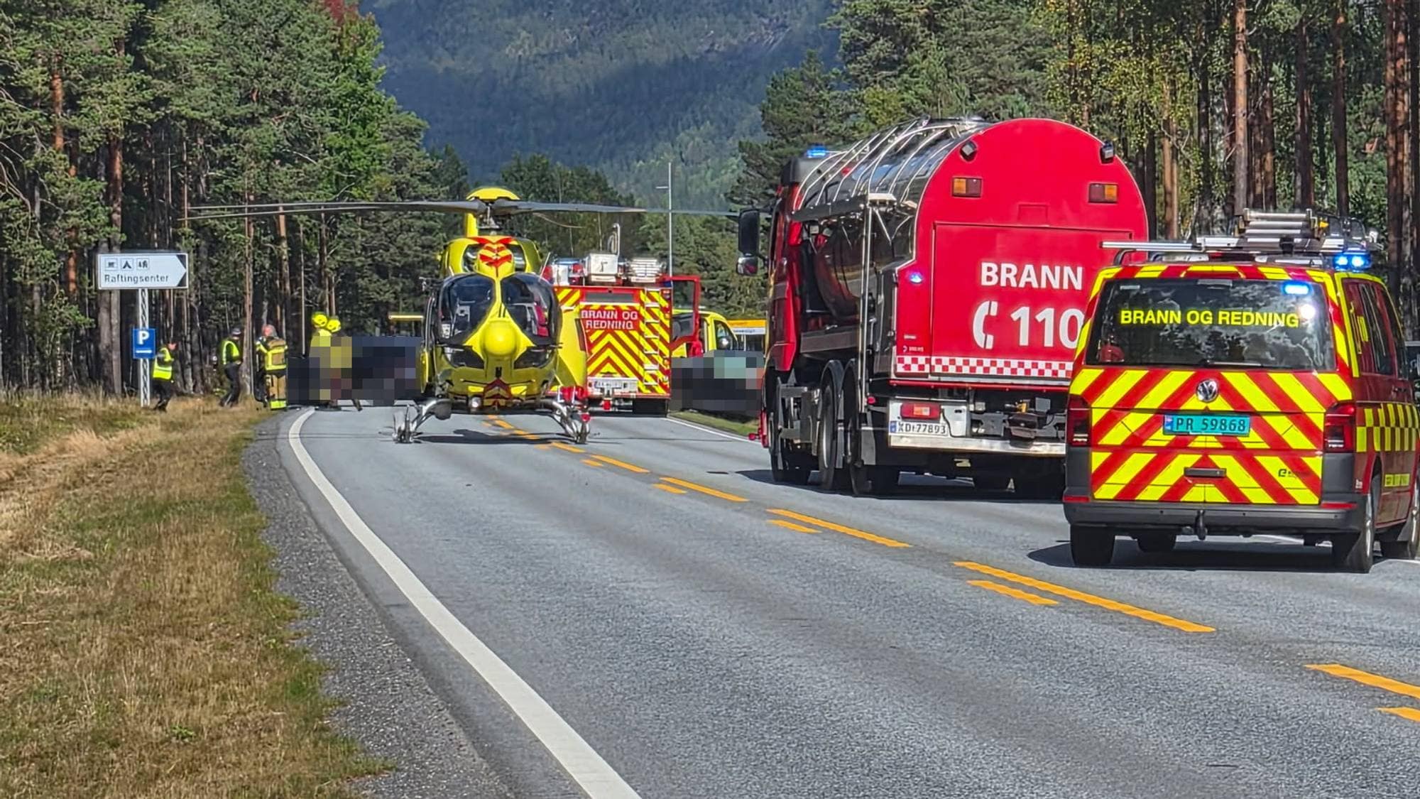 Ulykke på riksvei 9 i Evje og Hornnes. 
RV9 Evje og Hornnes